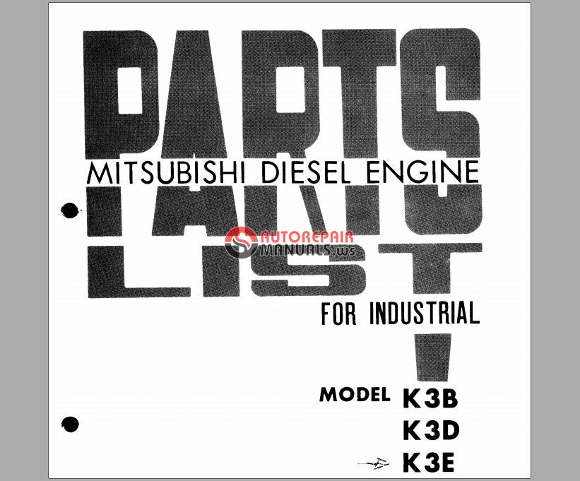 Mitsubishi Diesel Engine K3B,K3D,K3E Parts List Auto