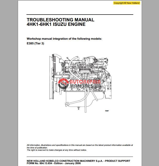 Newholland E385 Isuzu Engine Troubleshooting Manual | Auto ...
