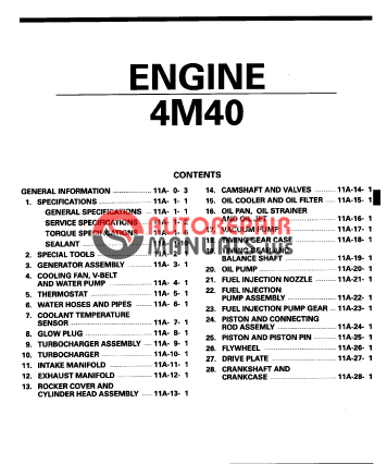 MITSUBISHI Diesel Engines 4M40 Service Manual (MMC Canter ...